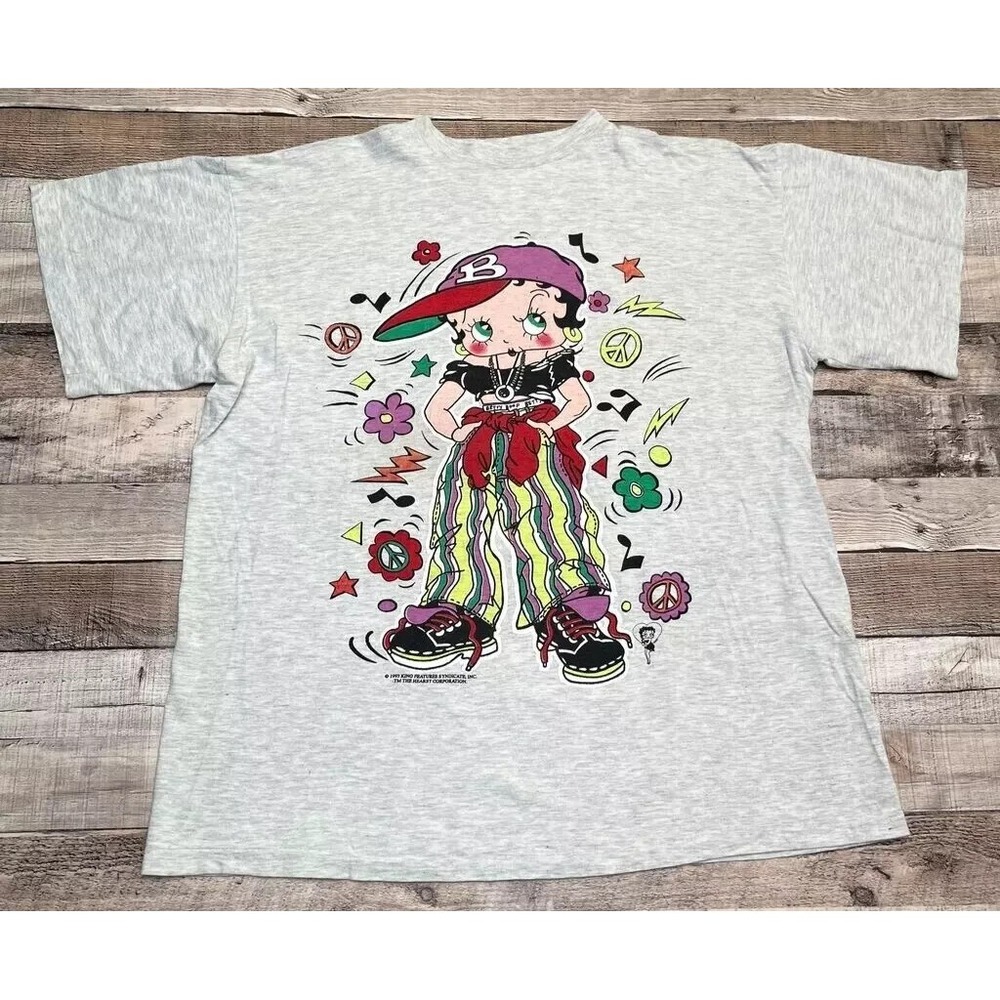Betty Boop Shirt XL Ash White Vintage 1993 90s Hip Hop Dancer Music Hippie Bboy